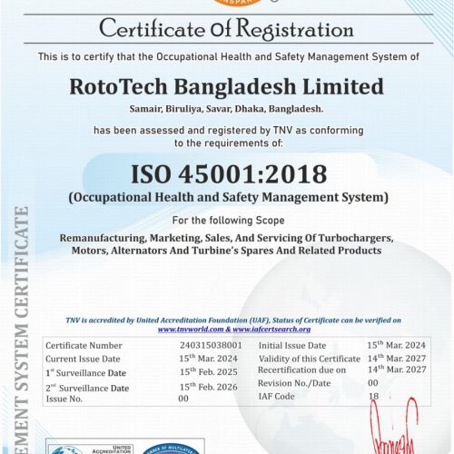 RotoTech Bangladesh Limited Achieves ISO 45001:2018 Certification: Ensuring Occupational Health and Safety Excellence