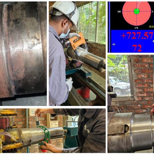 Ensuring Reliability by Shaft bearing journal rebuilding & Dynamic balancing, Hardness test & MPI: Rebuilding a 1875 KVA Marelli Alternator Rotor